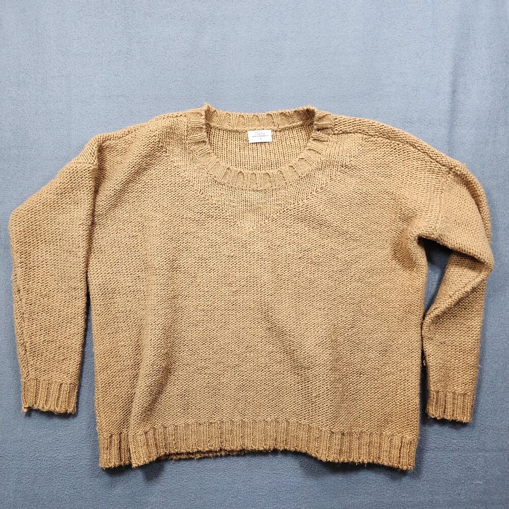 J Crew Wallace Sweater Medium Brown Wool Blend Oversize Boxy Crewneck Casual Y2k